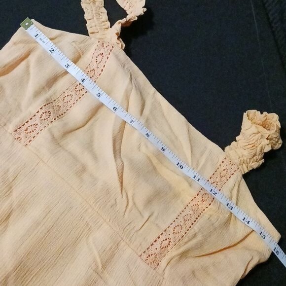 NEW Love Fire Ruffle Strap Tiered Empire Waist Mini‎ Dress Orange Juniors L - Picture 10 of 13